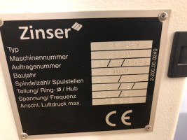  Continu à filer coton ZINSER RM 351 351 ZINSER 2002 d'Occasion - Machines Textiles de Seconde Main  -