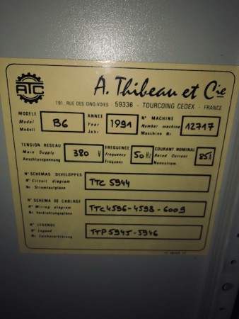  THIBEAU CA6 - B6 semi-worsted card - Second Hand Textile Machinery 1991 