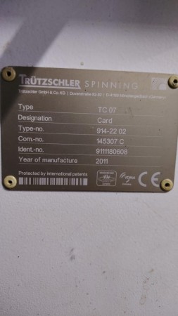  Carde coton TRUTZSCHLER TC07  - Occasion 2011 
