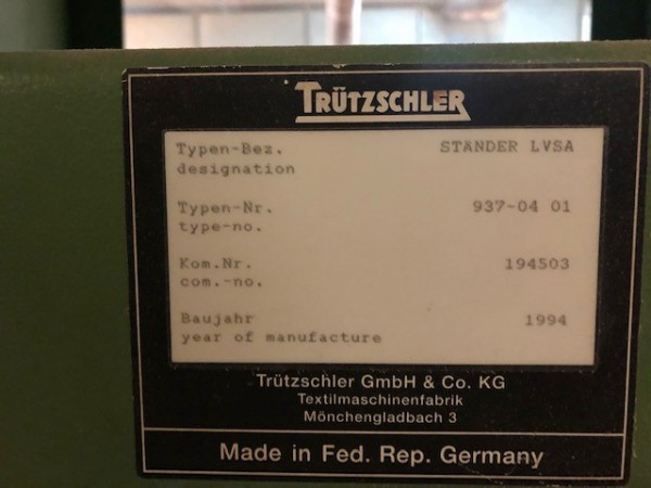  Condensor TRUTZSCHLER LVSA - Second Hand Textile Machinery 1994/1996 