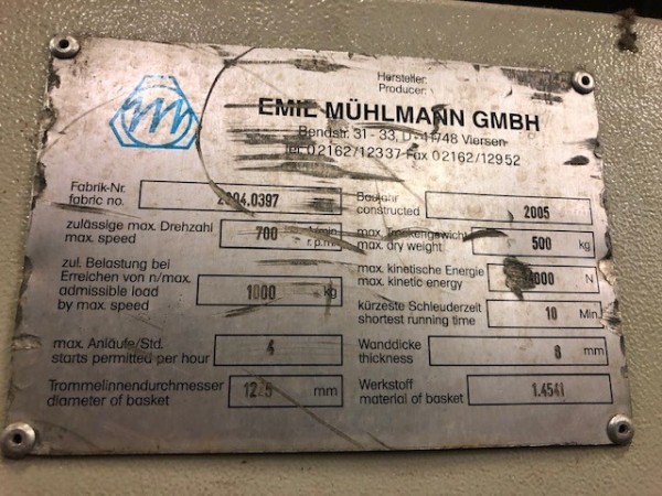   MUHLMANN HYDRO-EXTRACTOR - Second Hand Textile Machinery 2005 