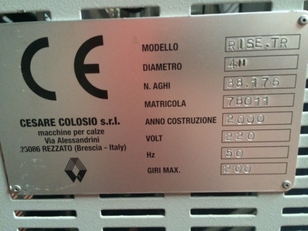  Circular knitting machines COLOSIO RISE TR - Second Hand Textile Machinery 2000 